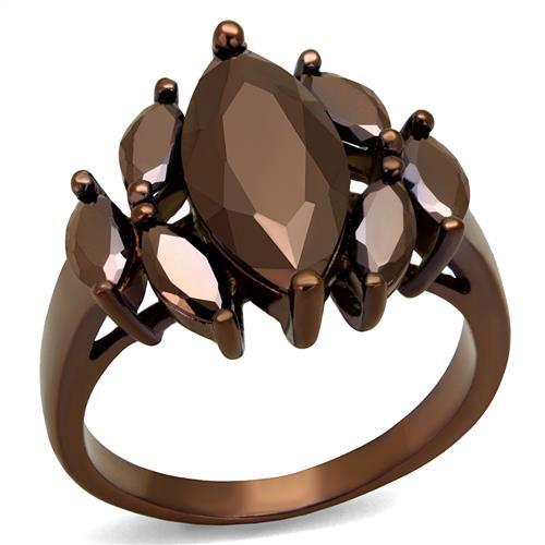 JCE1173 IP Coffee light Brass Ring with AAA Grade CZ  in Light Coffee