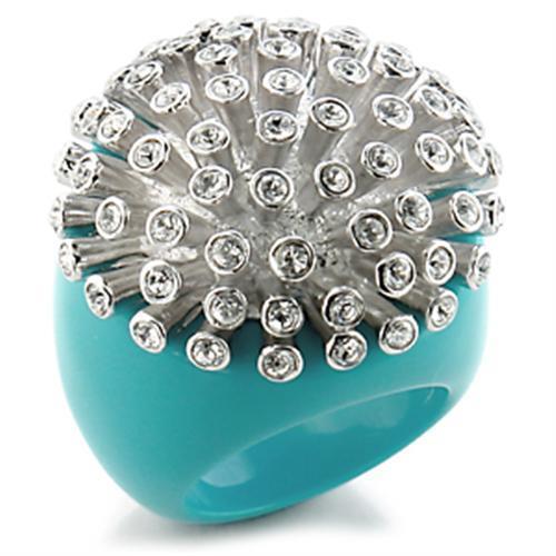 JCE198 Rhodium Brass Ring with Top Grade Crystal  in Clear