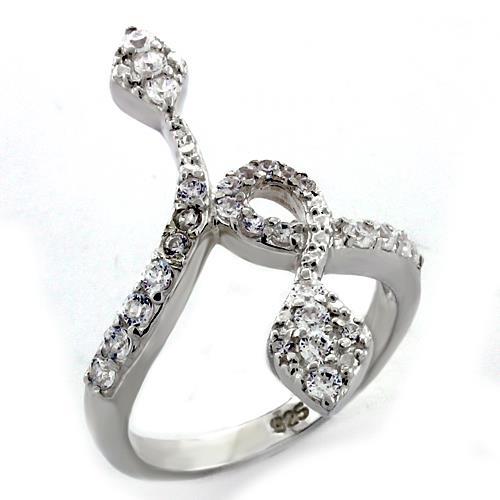 JCEAS1107 High-Polished 925 Sterling Silver Ring with AAA Grade CZ  in Clear